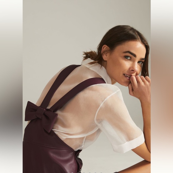 Maeve Faux-Leather Pinafore, Sz L - Picture 3 of 10